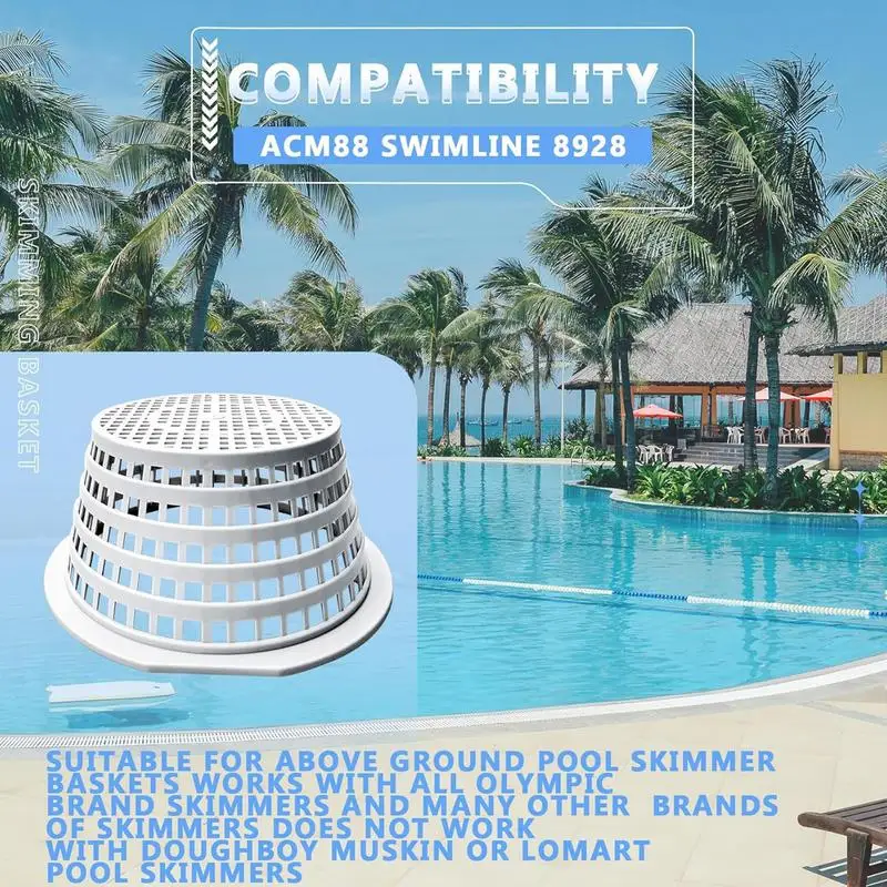 UV-Resistente Outdoor Pool Filter Basket, chão Skimmer Bucket, Resina Estrutura, Estrutura de malha densa, de alta capacidade