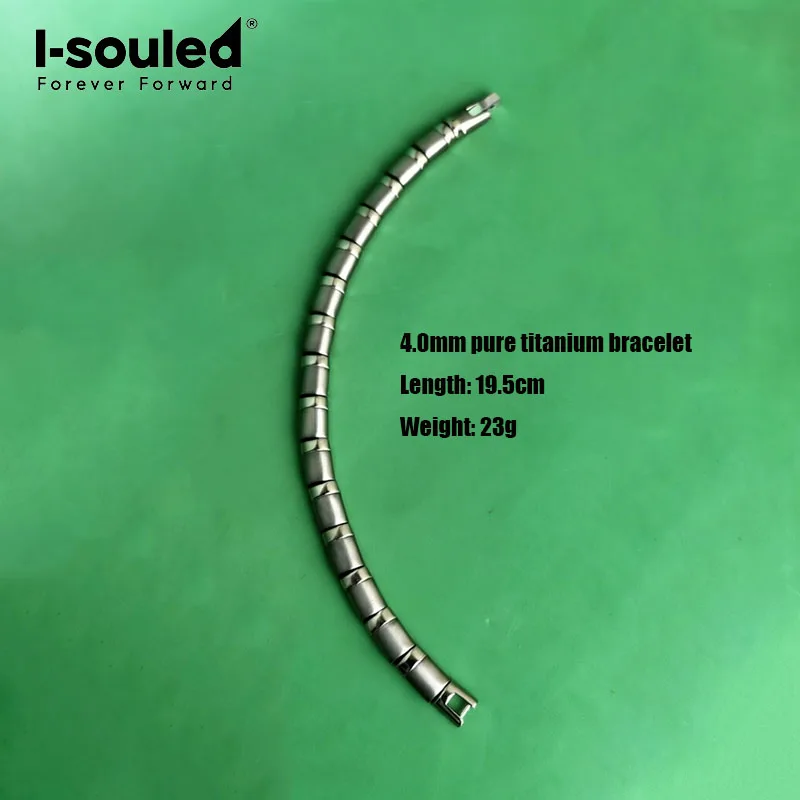 

4mm pure titanium health bracelet inlaid with 60 pieces of black germanium stone, waterproof