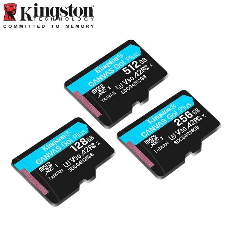 بطاقة ذاكرة Kingston V30 A2 microSDXC أصلية 128 جيجابايت 256 جيجابايت 512 جيجابايت بطاقة مايكرو SD مع محول بحد أقصى 200 ميجابايت/ثانية بطاقة فلاش TF كاميرا بدون طيار