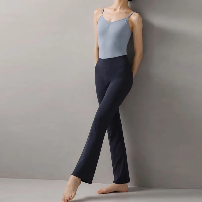 Wide Waist Micro Flare Dance Pants,  9/10 Length Adult Lycra Modern Dance Pants Yoga Ballet Training Pants
