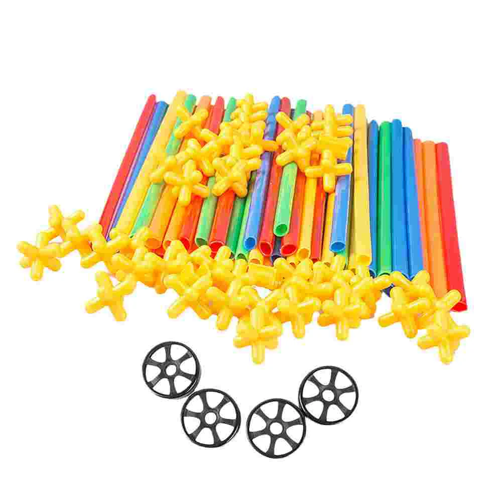 204 Pcs Manipulative Toys Drinking Straw Blocks Kids Building Educational Little Hands Star