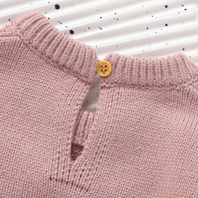 Spring Autumn Outwear Newborn Boys Girls Knit Jumpsuits Winter Soft Overalls Solid Color Long Sleeves Baby Rompers Clothes 0-18m