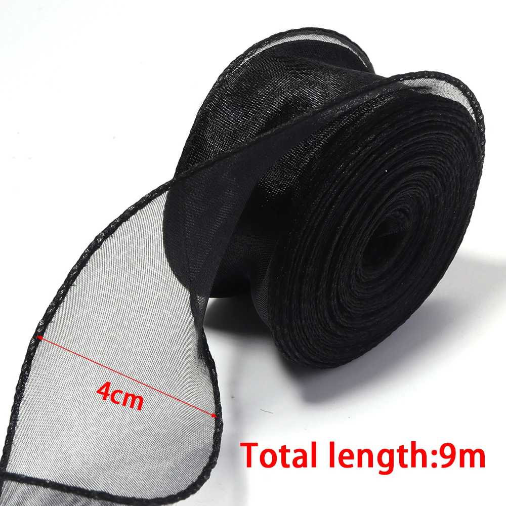 9Meters 4cm Fishtail Chiffon Organza Yarn Ribbon For DIY Craft Gift Wrapping Decoration Wedding Bouquets Wreath Sewing Supplies