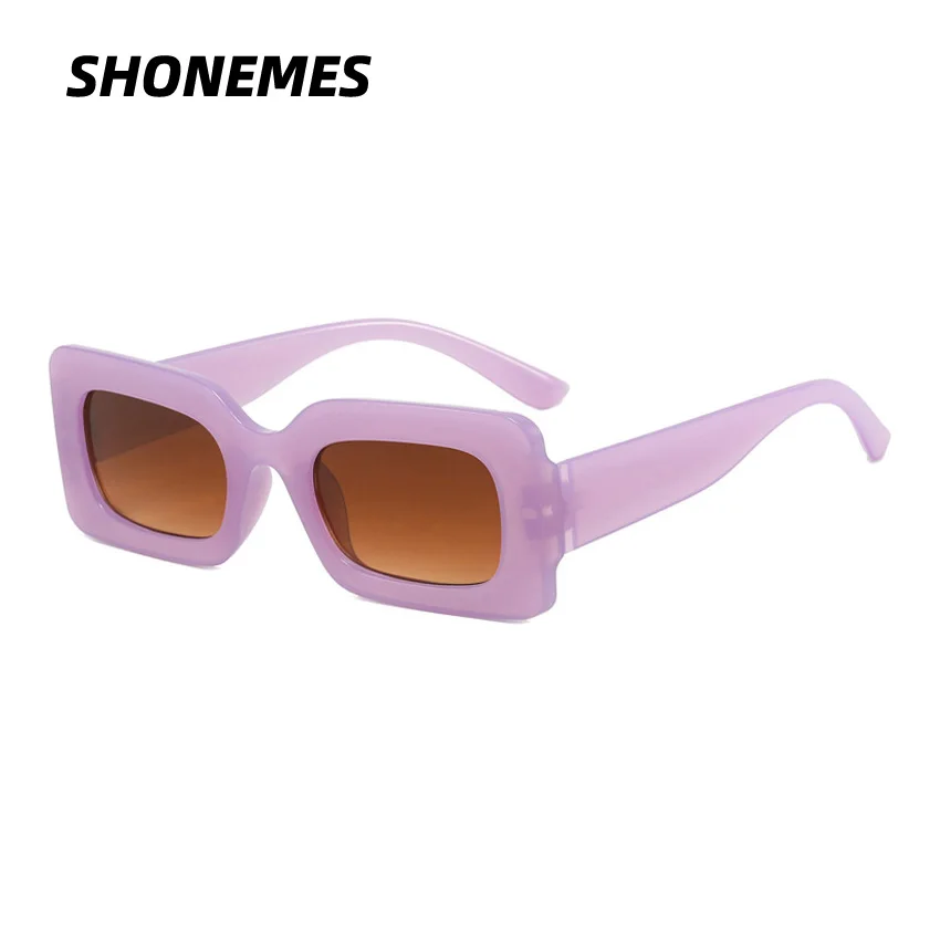 SHONEMES Rectangle Sunglasses Trendy Candy Color Frame Shades Outdoor UV400 Sun Glasses Purple Orange for Women