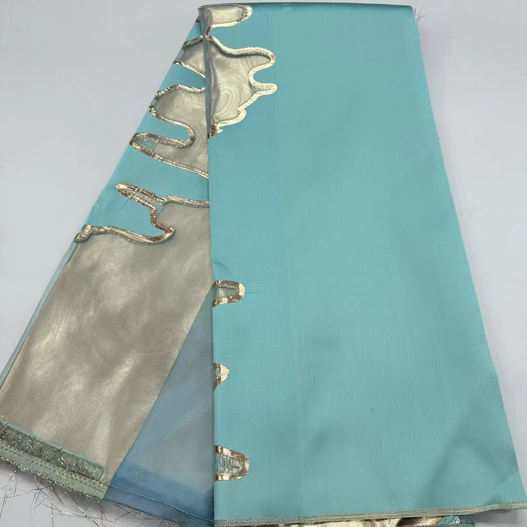 

Новейшая бирюзовая классическая стильная дамасская африканская кружевная ткань 2025 Высококачественная парчовая жаккардовая французская нигерийская кружевная ткань KJK25110