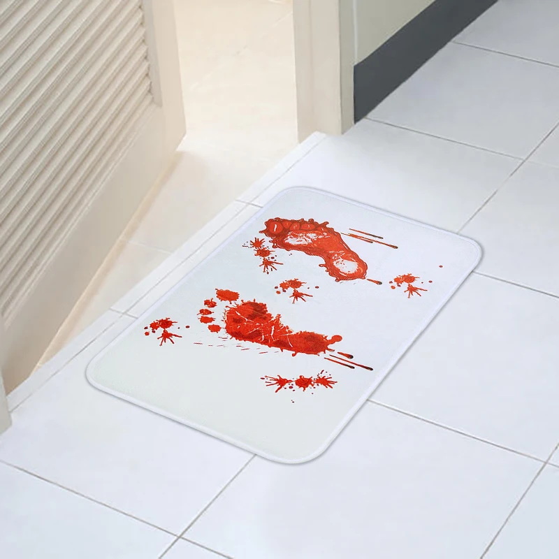 40x60cm Halloween Bloody Floor Mat Bloodstain Non-Slip Bathroom Carpet Happy Halloween Decoration Horror House Horrible Ornament