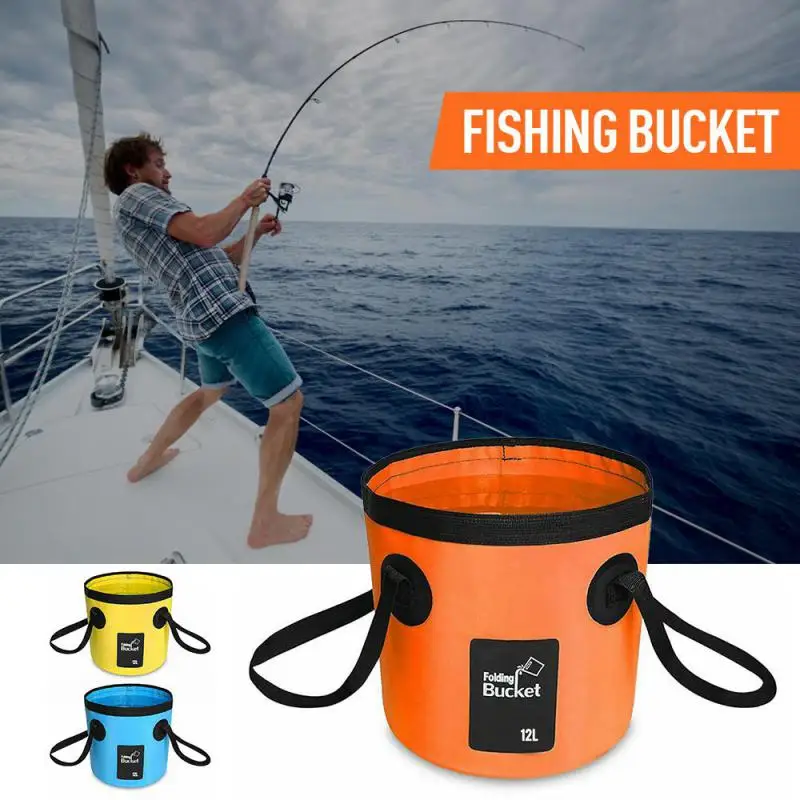 Fishing Bucket Car Water Bucket 12L Portable Bucket Water Storage Bag Foldable Container Outdoor Car Wash Camping Bucket