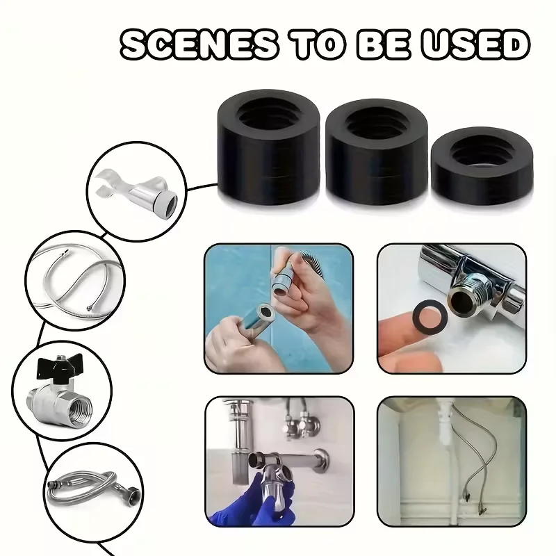 30pcs High-Quality Rubber O-Ring Set, Suitable for Corrugated Pipes, Shower Hoses, Faucets, Water Heaters, and Regulating Valves