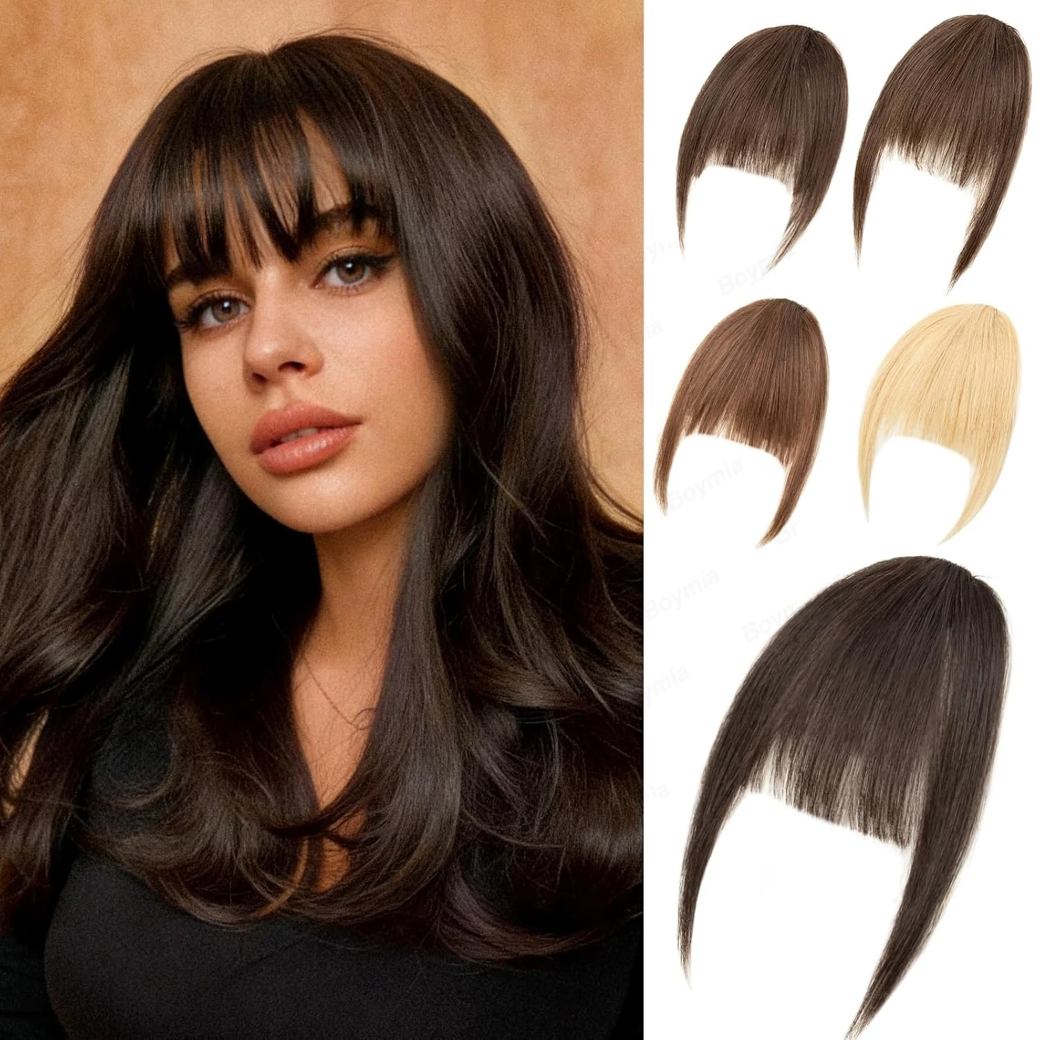 

Накладные челки на заколках из 100% натуральных человеческих волос, с эффектом рваных прядей, французские челки с боковыми прядями, для повседневного использования