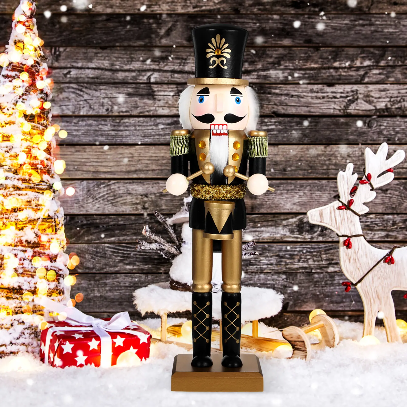 

Wooden Nutcracker Christmas Decoration for Table Window Shop Display Festive Home Ornament Unique Xmas Party Centerpiece