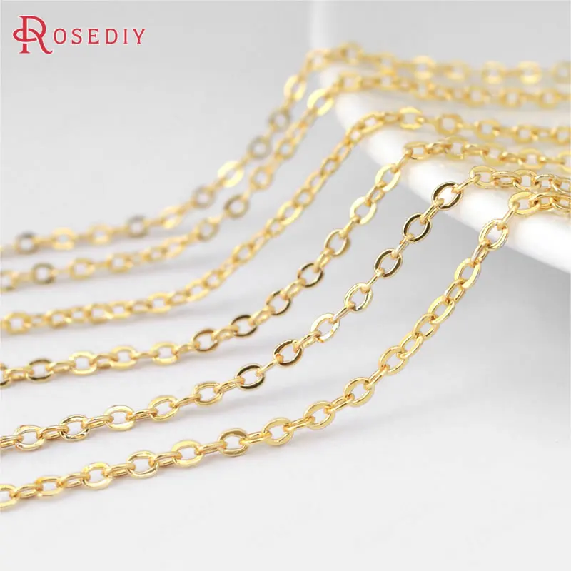 

5 Meters Chain width 1MM 1.5MM 2MM 2.8MM Copper Flat Oval Shape Chains Oval Link Necklace Chain Jewelry Diy Accessories