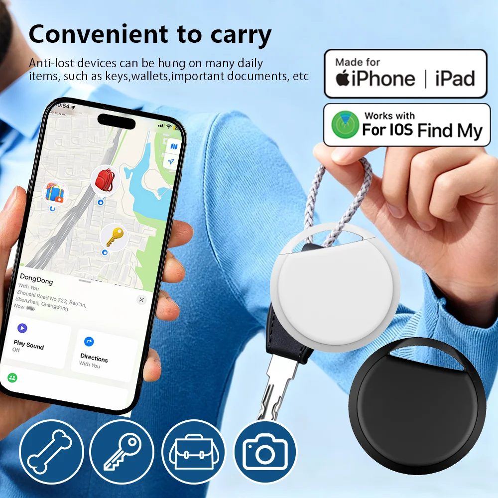 

Портативный GPS-трекер IOS Smart Tag, глобальный локатор, Bluetooth-устройство для поиска потерянных вещей, совместимое с приложением Apple Find My, для багажа, рюкзаков, ключей, MFI