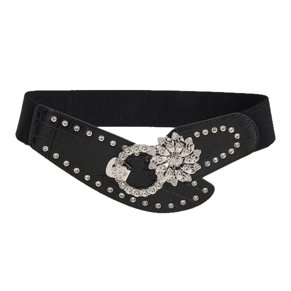 Rhinestone Splicing Wide Waistband Women Sexy Belts Bling  display picture 3
