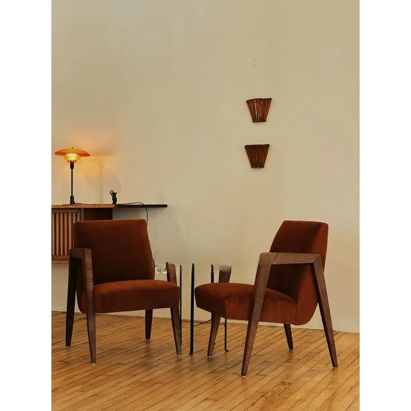 

Sofa chair, living room makeup chair, back armchair, wabi-sabi retro black walnut, furniture