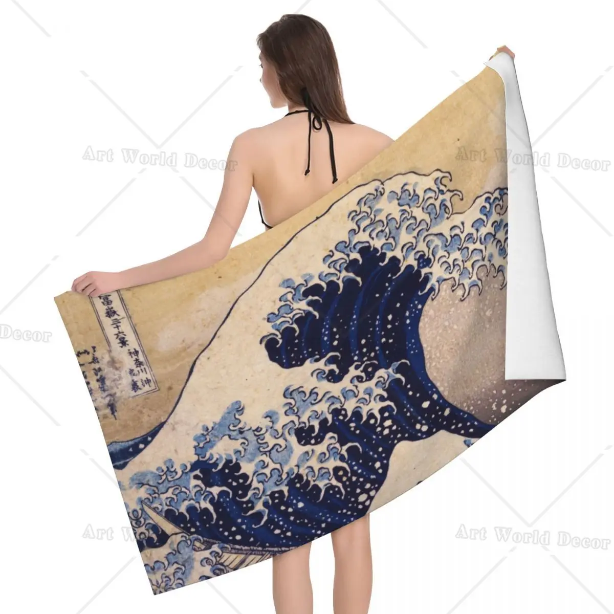 The Great Wave Off Kanagawa Beach Bath Towel Microfiber Katsushika Hokusai Shower Sports Yoga Towels