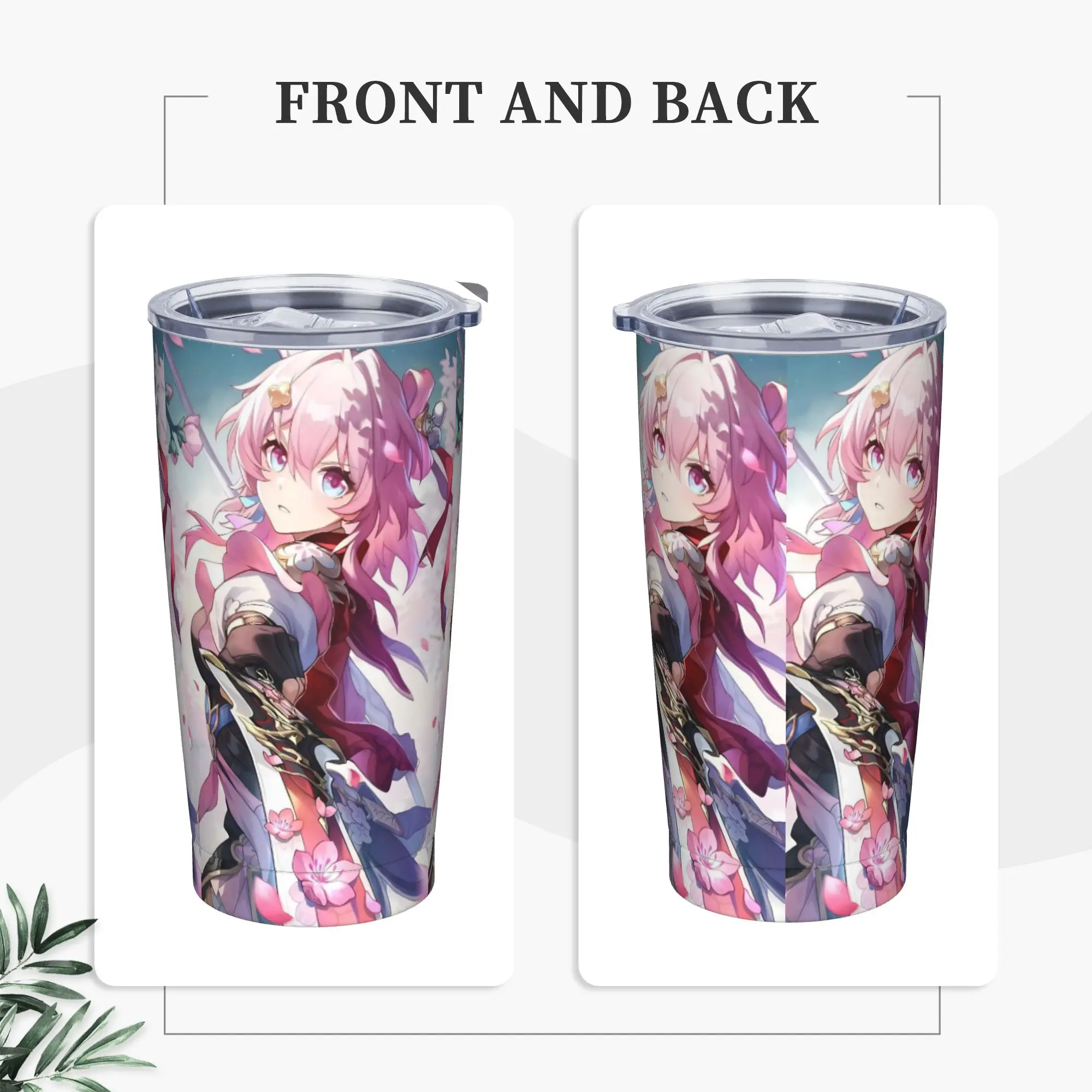 March 7th Insulated Tumbler with Straws Lid Honkai Anime Stainless Steel Coffee Mugs Office Home Hot Cold Drink Cups, 20oz