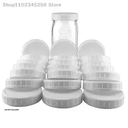 10pc White Mason Canning Drinking Jars Lid 70mm/86mm Inner Diameter Plastic Covers Unlined Ribbed Lids Storage Caps Replacements