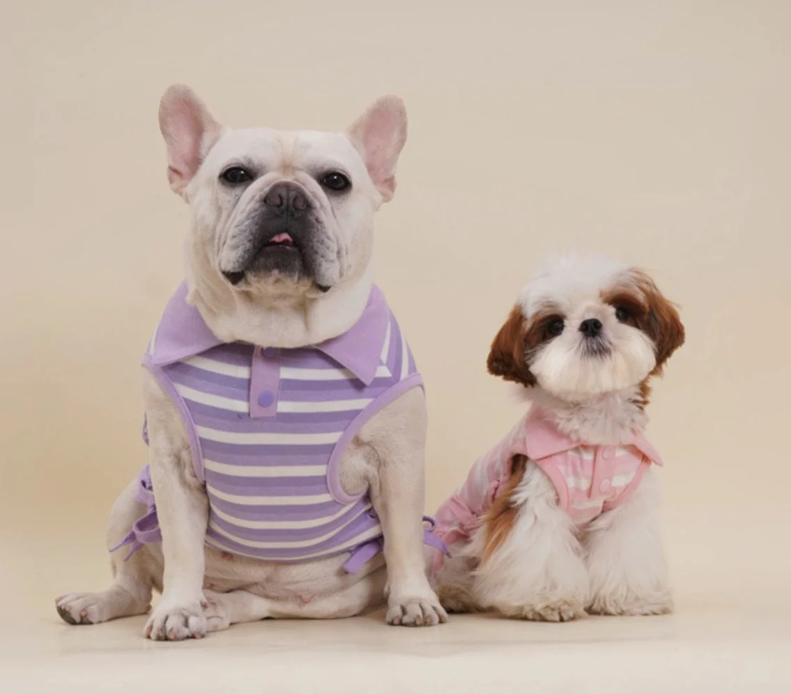 Striped Sleeveless Polo Shirt for Small Dogs, Pet Clothes, Puppy Clothing, French Bulldog, Yorkies, Summer