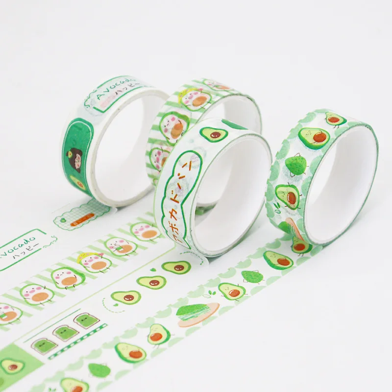 4 pz/set Kawaii Avocado Washi Tape Set Scrapbooking nastri per mascheratura fai da te Decor Stationery Washi Tape Stickers