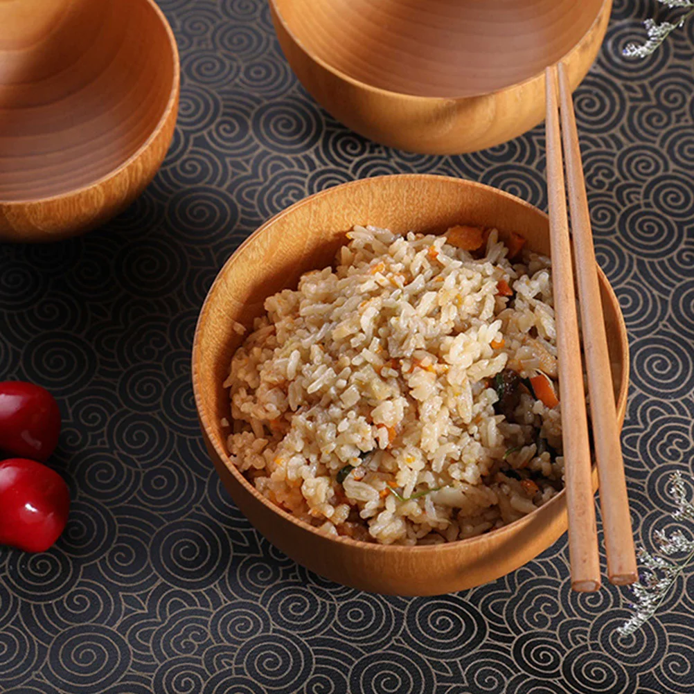 

Wood Rice Bowl Natural Style Kitchen Supply For Food Storage Holder Japanese Style Salad Bowl Kitchen Accessories