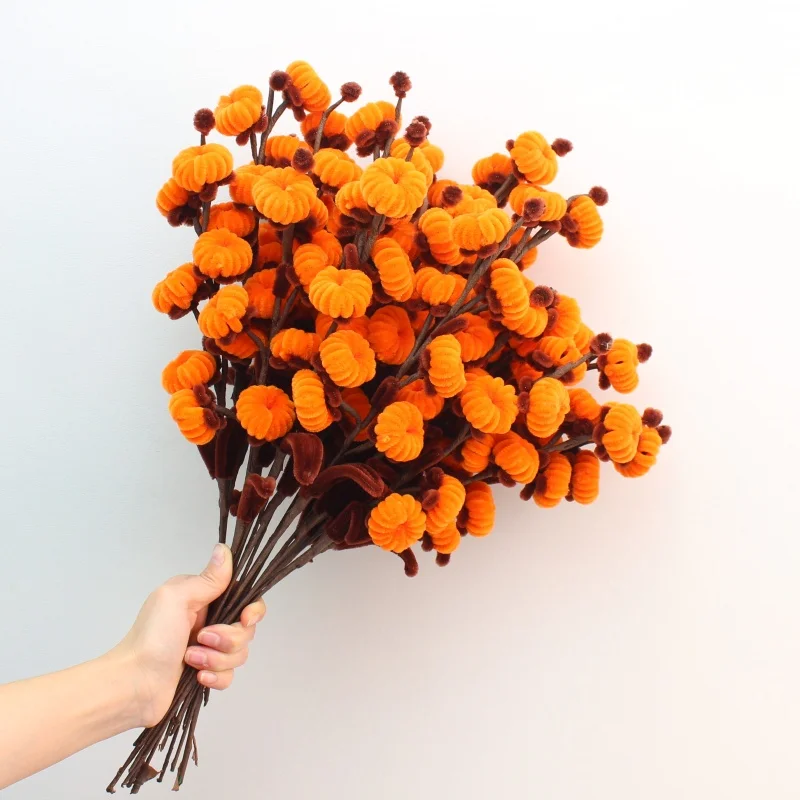 5 pcs / lot DIY handmade pipe cleaners Gold persimmon flower bouquet finished Handmade Christmas‘ Day Gifts Home Direction