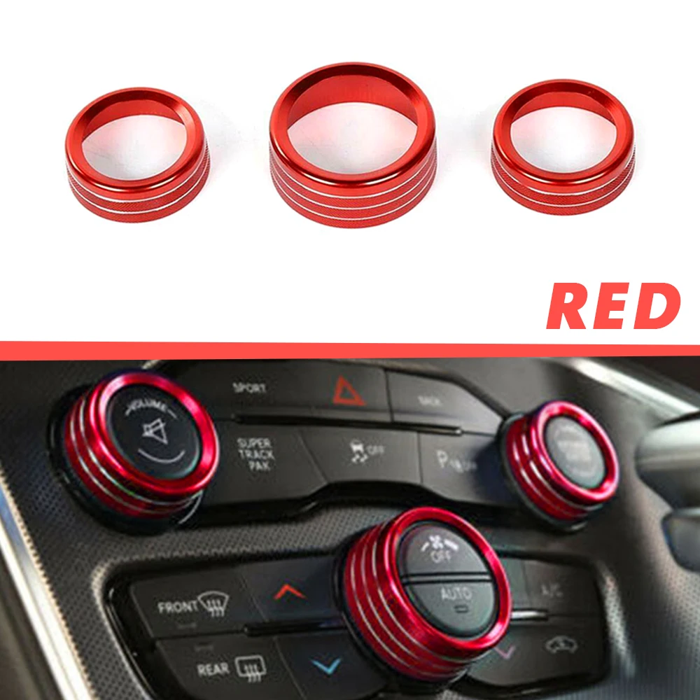 

Pop 3Pcs For Jeep Grand Cherokee 2014-2021 Car AC Knob Air Conditioning Knobs Ring Cover Sticker Heat Control Switch Knob Protec