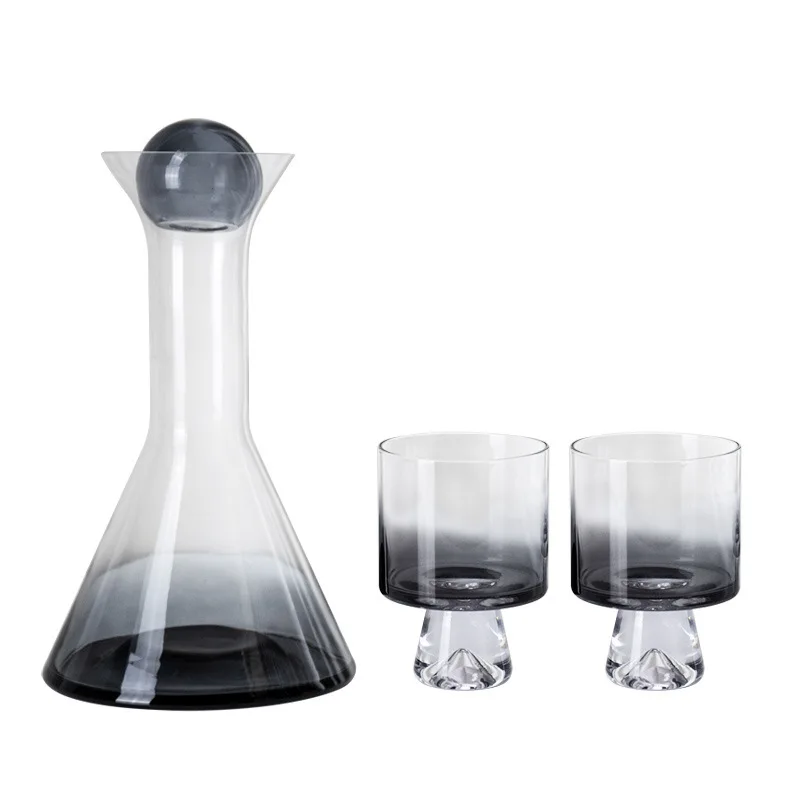 

Modern restaurant wine cabinet soft accessories, gray glass wine set