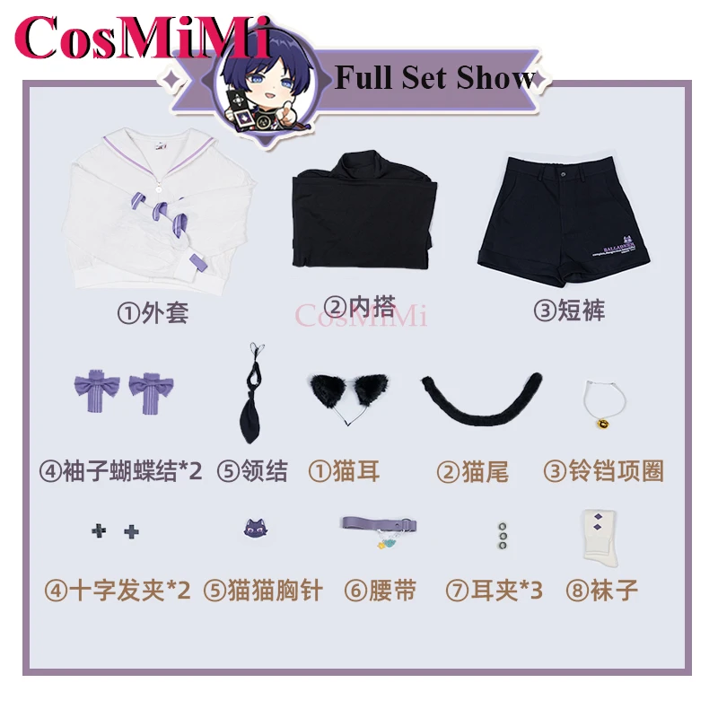 CosMiMi Game Genshin Impact Wanderer/Scaramouche Cosplay Costume Catch You Sweet Nifty Lovely Daily Outfit Trendy Clothing S-XL