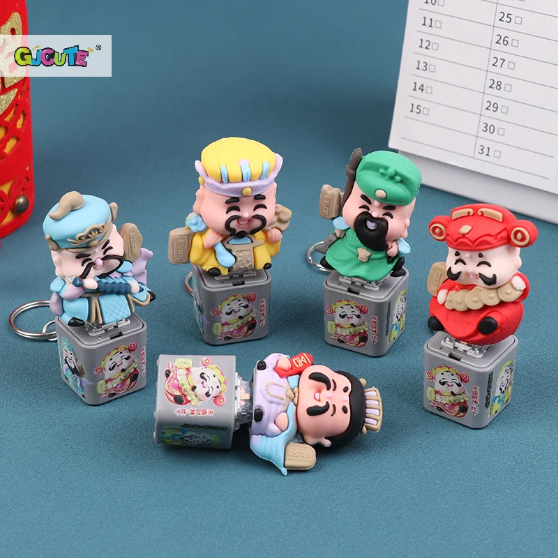 New Cartoon Cute God Of Wealth Merit +1 Anime Cartoon Style With Sound And Light Office Decompression Toy Bag Keychain