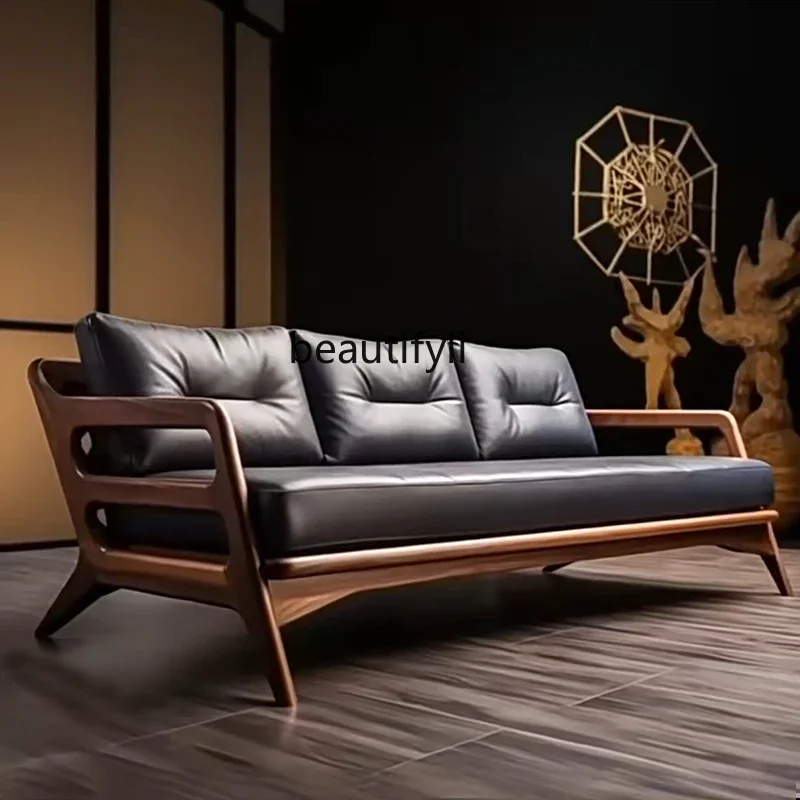 

New Chinese Sofa North American Black Walnut Arhat Bed Living Room, Ebony Modern
