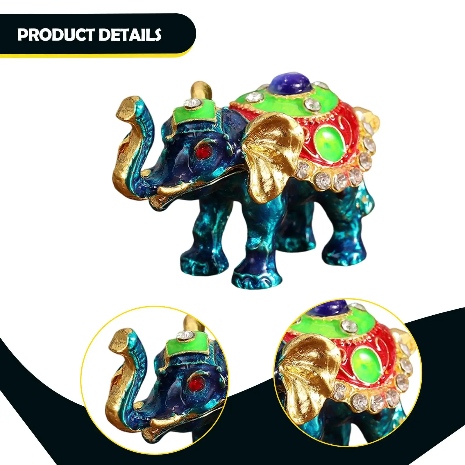 صندوق حلية الفيل تمثال الفيل للنساء ديكور مدروس مجموعة فنية عملية صندوق مجوهرات منظم #5