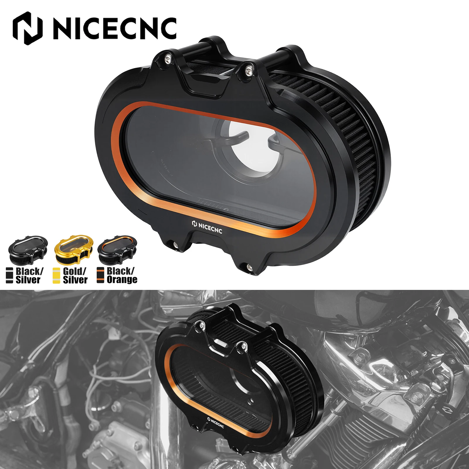 For 2017-2023 Harley Road Glide FLTRX Air Cleaner Intake Filter Kit Street Glide FLHX Electra Glide Road King FLHR CVO FLTRXSE