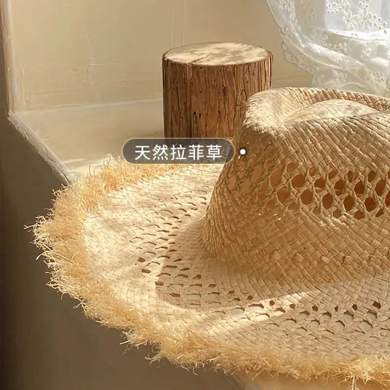 Fashion Handmade Natural Raffia Straw Hat For Men Women Caps Summer Panama Casual Jazz Hat Vacation Beach Sombrero Mujer Playa