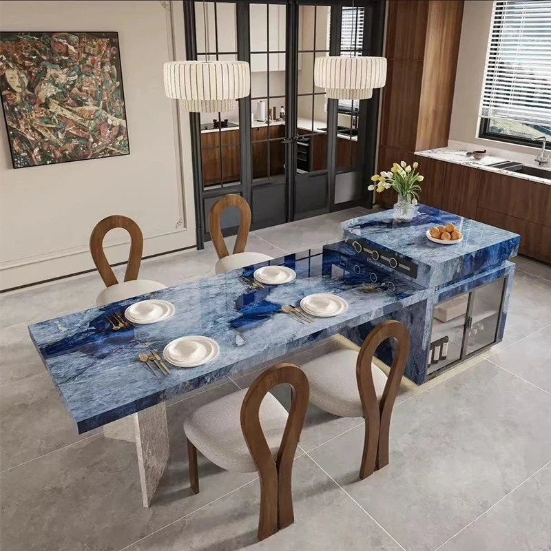 Full rock slab cream wind island multi-functional kitchen guide