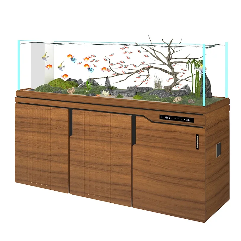 

LYN fish tank aquarium bottom filter ultra-white glass stream tank overflow ecological sea tank