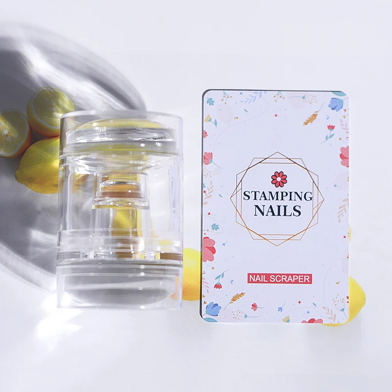 Raschietto per timbri per unghie in silicone gelatina con set di tappi Modelli per unghie Timbro per timbratura Stampa smalto Strumento per timbri per nail art per manicure