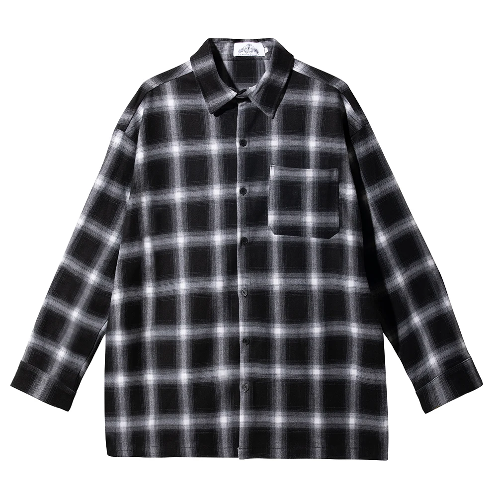 Color Block Plaid Patchwork Long Sleeve Shirts for Men and Women Lapel Baggy Y2k Camisas Ropa Hombre Oversized Checkered Tops