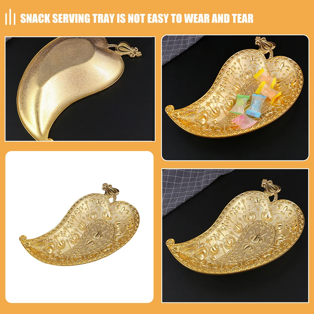 

Zinc Alloy Crown Embossed Fruit Tray Large Capacity Decorative Snack Serving Plate Candy Storage Dish for Party and Home