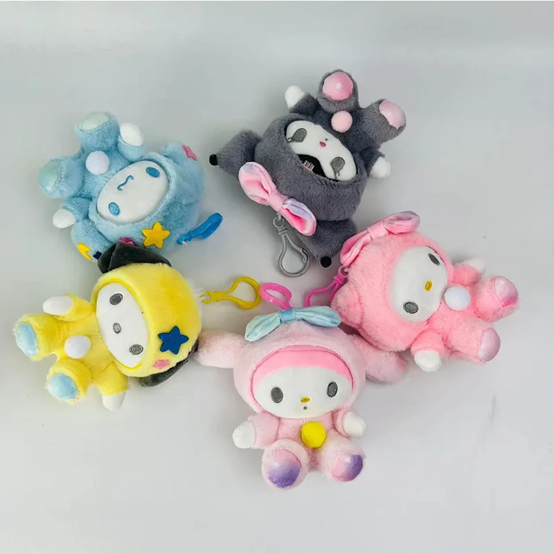 Kawaii Sanrio Anime Cotton Doll Plush Toys Kuromi Cinnamoroll Soft Stuffed Keychain Bag Pendant Home Decoration for Girl Gifts