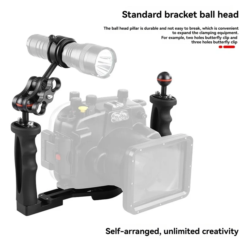

B04C-Underwater Camera Tray Stabilizer Dual Handle Rig Underwater Tray Stabilizer Housing Bracket For Photography B