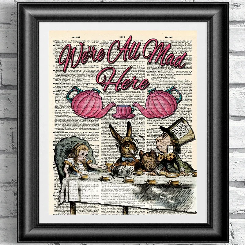 Vintage Alice in Wonderland Famous Fairy Tales Poster Wall Art Canvas Painting Prints Wall Pictures Girl Room Nursery Decor