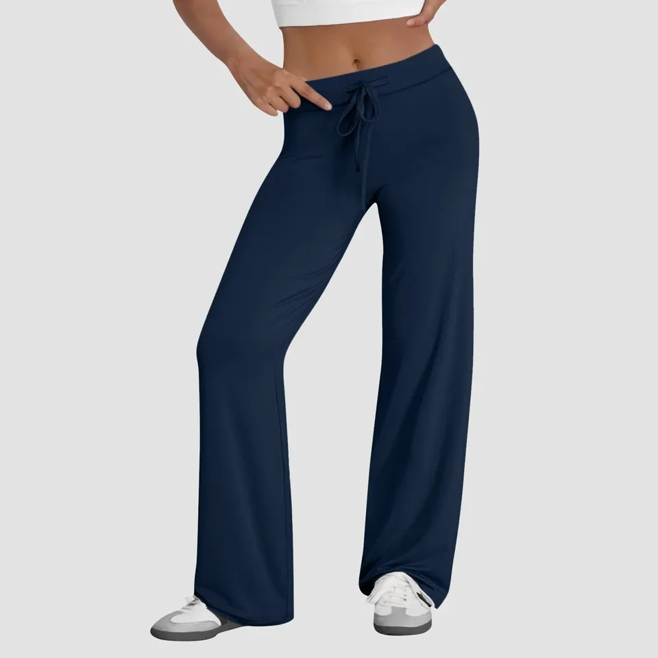Trendy With Pockets Wide Leg Trousers Yoga Pants For Women Workout Leggings Stretchy Casual Pants With Pockets VêTement Femme