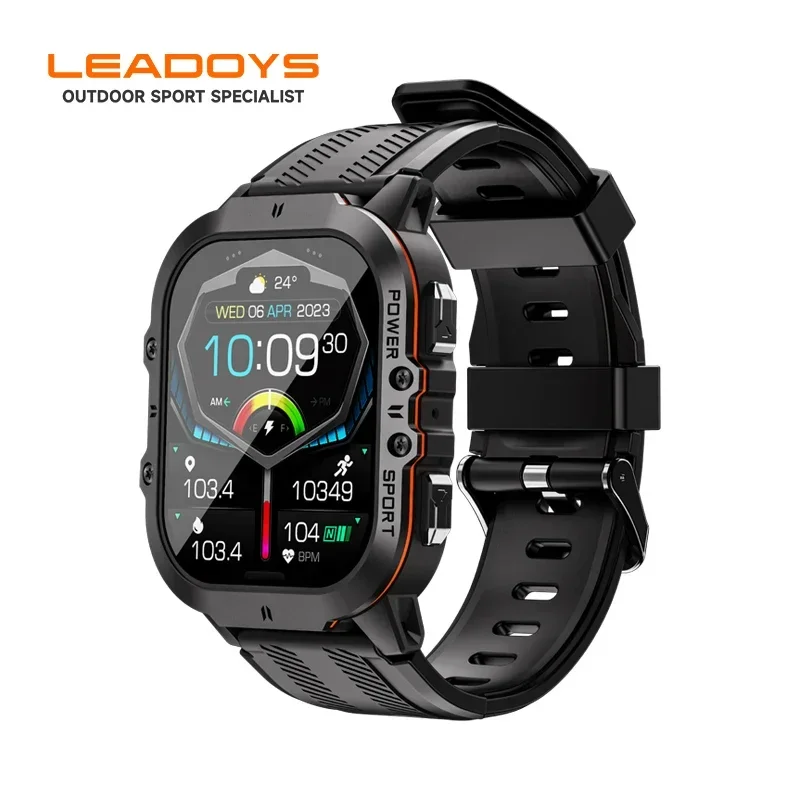 Fashion c26 smart watches 350mAh large battery 1ATM waterproof square shape outdoor wild sports rugged c26 men smart watch 2024