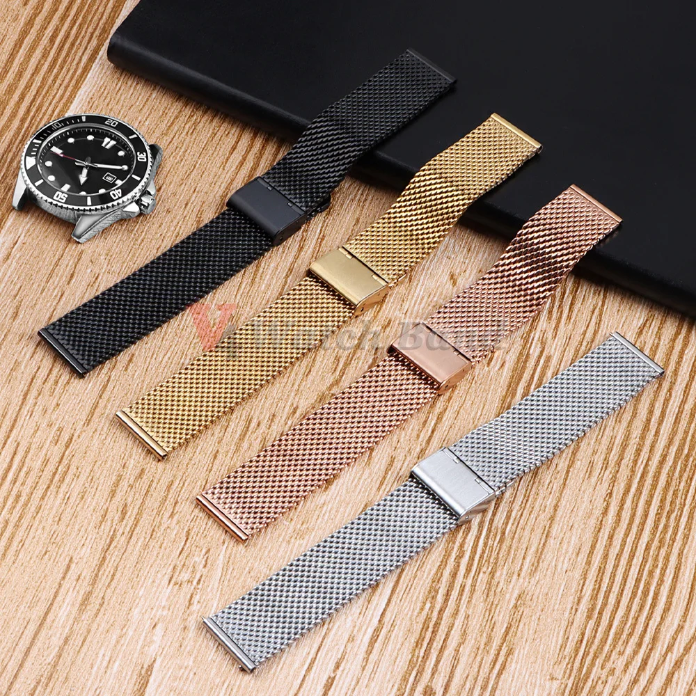 Quick Release Watch Band Stainless Steel  Bands 1.0 Mesh Milanese Strap Universal Watch Bracelet 18mm 20mm 22mm 24mm Watchbands