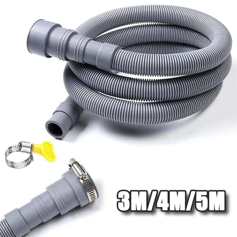 3m/4m/5m Universal Washing Machine Dishwasher Drain Hose Kit with Fixed Plug Thickened Extension Pipe