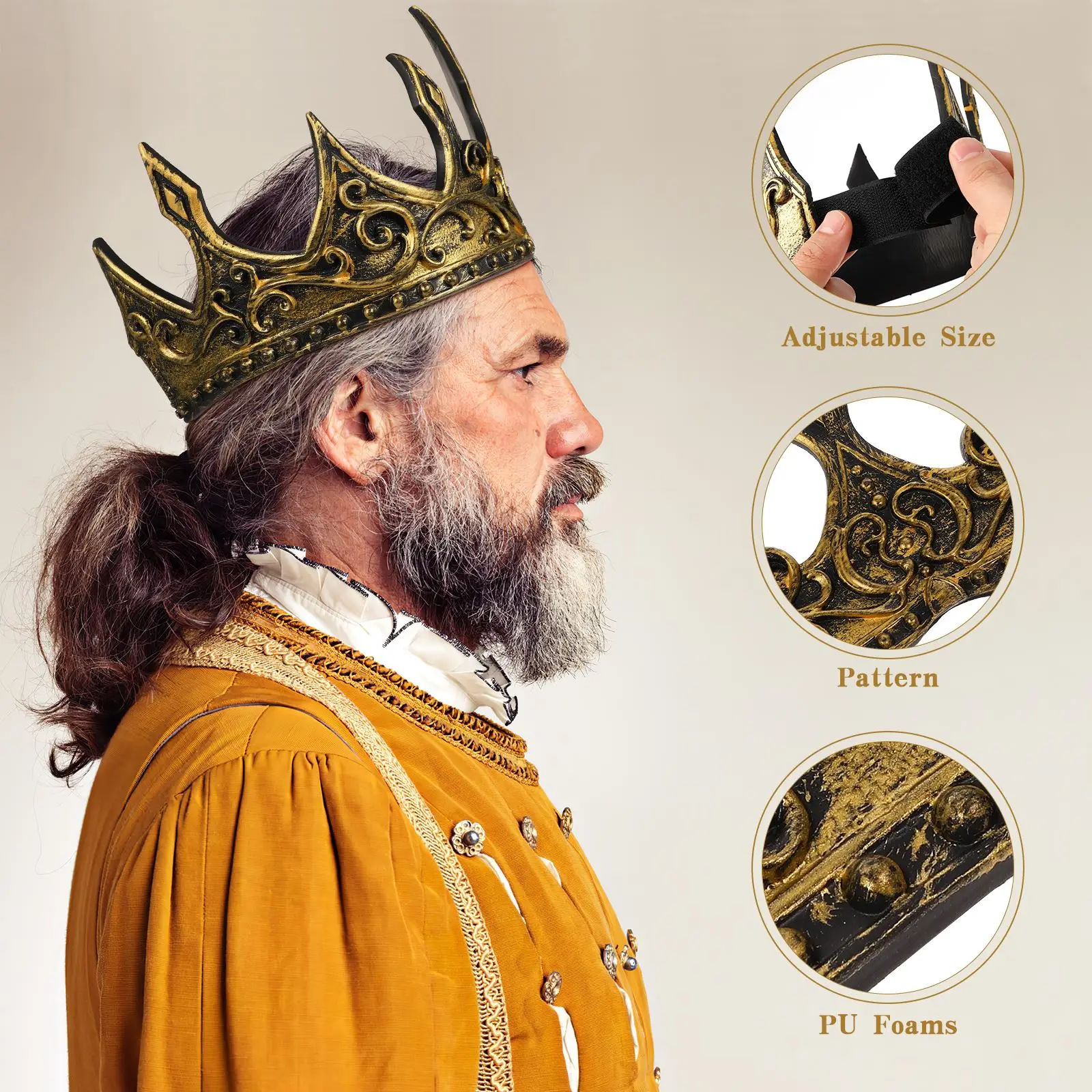 Crown King Crowns Men Party Halloween Costume Party Kings Vintage Adults Medieval Prom Foam Boys Caps For Witch NEW 2025