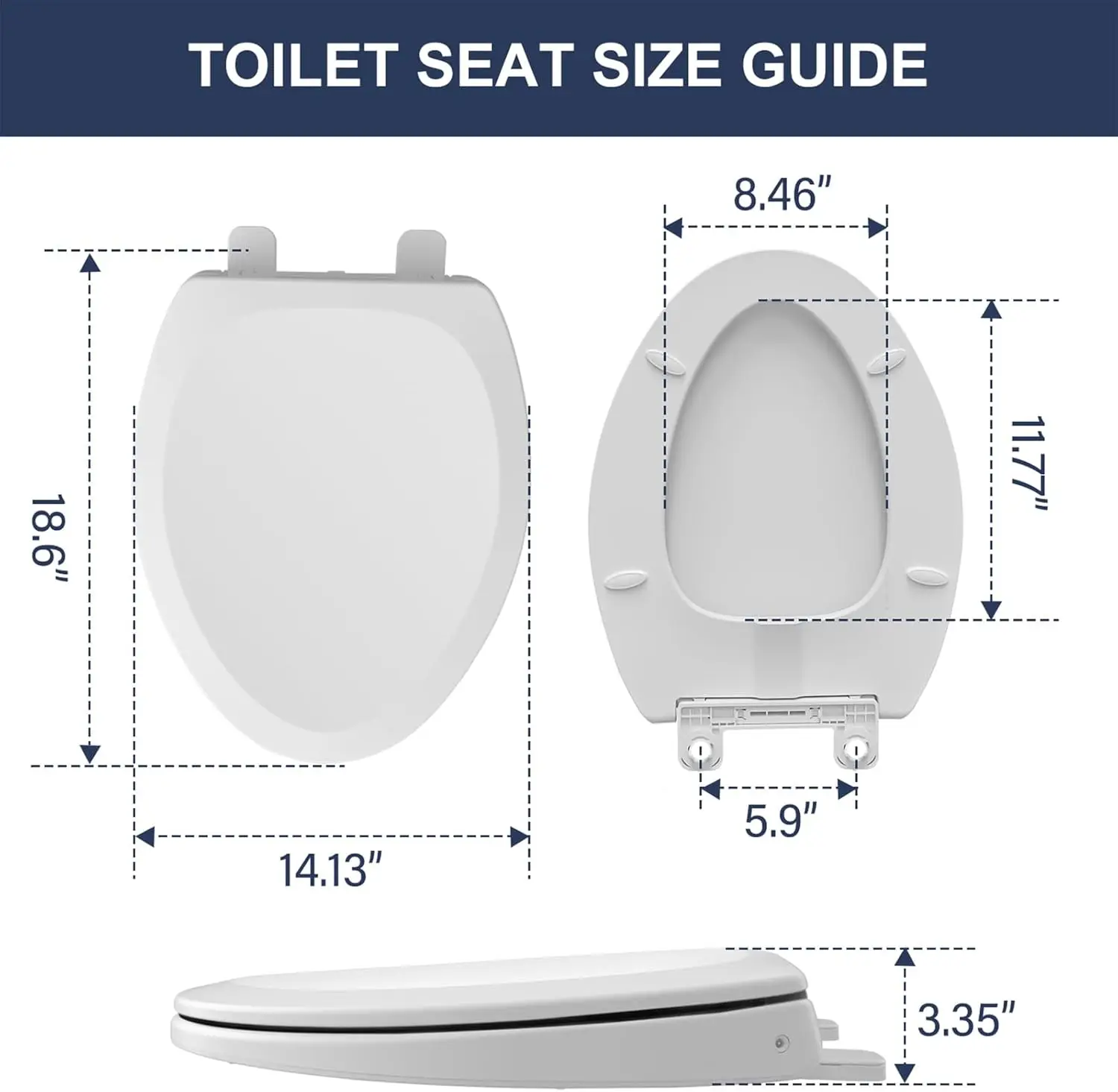 S005-B3 Heated Toilet Seat with Night Light, Elongated, Toilet Seat Warmer, Soft Slow Close, Three Temperature Settings