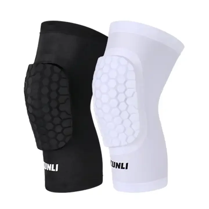 KUNLICustomization Sports Elastic Anti Slip Sleeve Volleyball Compression Honeycomb Knee Support Brace For Protective Tape 1pair