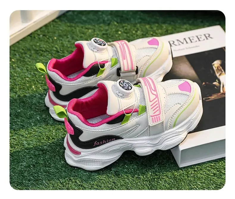 2025 Nuevos zapatos deportivos de tela de malla con velcro, zapatos de suela gruesa para hombres y mujeres, zapatillas de deporte para niños