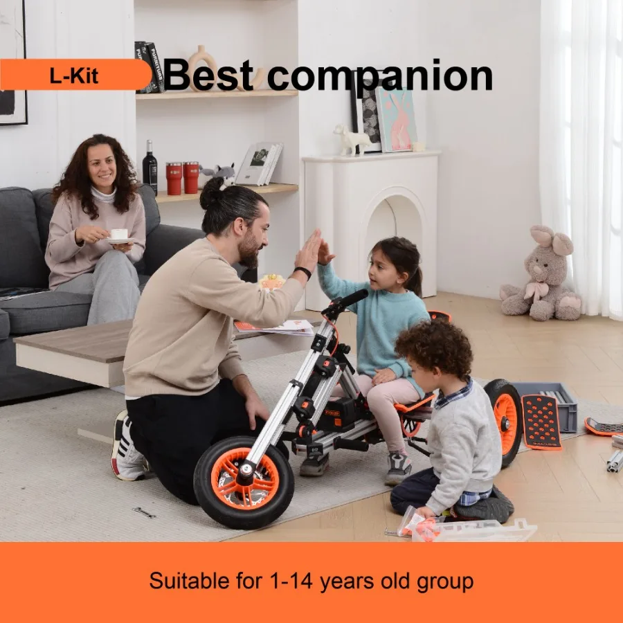 KidRock Buildable Kit 20 in 1 Go Kart Set Suitable for 1 to 8 Years Old Two Wheel Bike Three Wheel Bike Go Kart Sit Stand Scoot